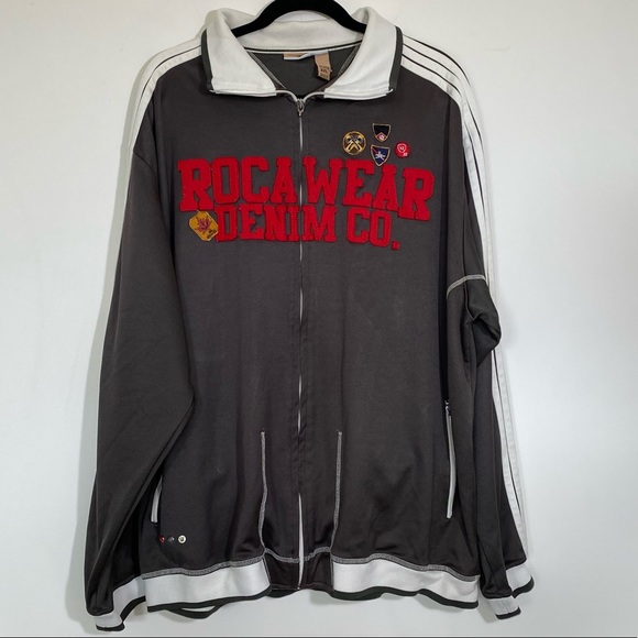 Rocawear denim co. Size 3X measurement in photo please men’s zip mostly jacket - Picture 1 of 9